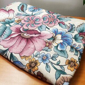 COTTON FLORAL PRINT FABRIC 52" x 38" HOUSE N HOME VINTAGE PINK BLUE CREAM YELLOW